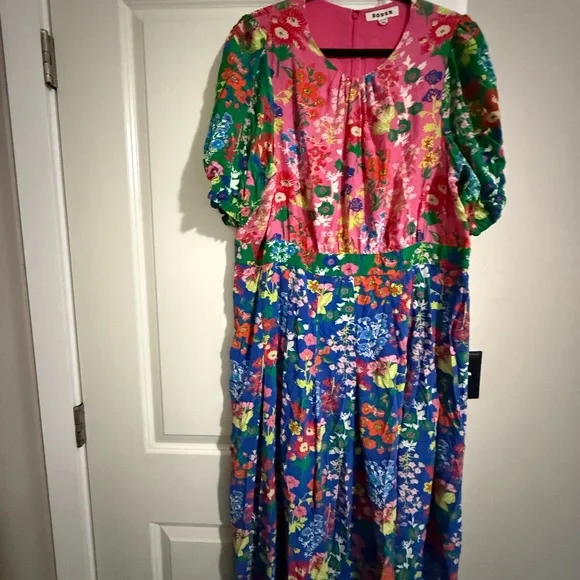 Colorful Floral Tea Dress - Picture 3 of 8
